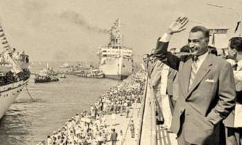 Nasser at the Suez Canal in 1956